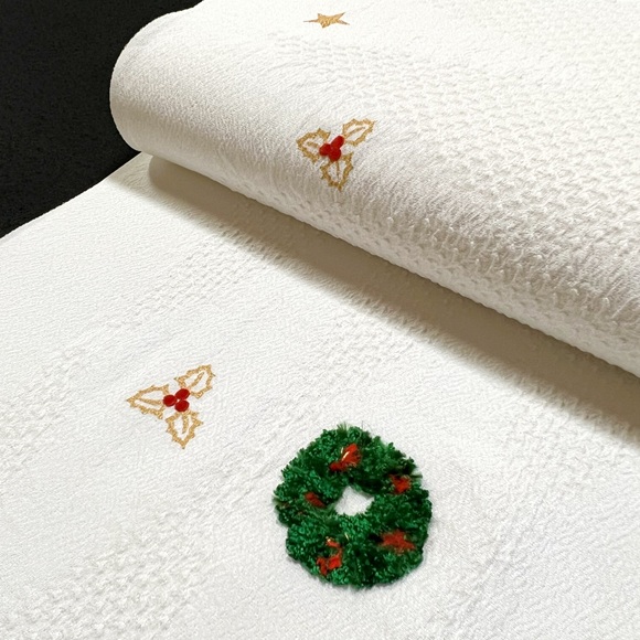 絞り手刺繍九寸名古屋帯「ホワイトクリスマス」 - 京呉服塚本