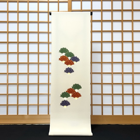 菊青海波（淡黄色）　付下げ着尺