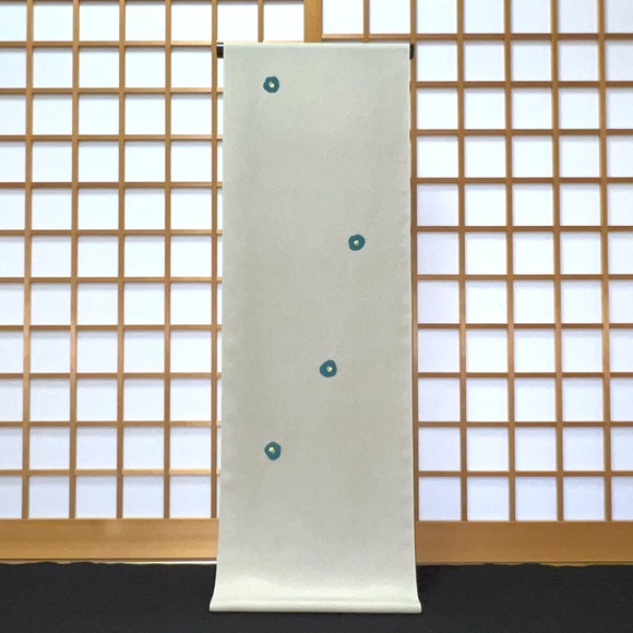 椿散し(浅葱/薄鼠地）　小紋着尺