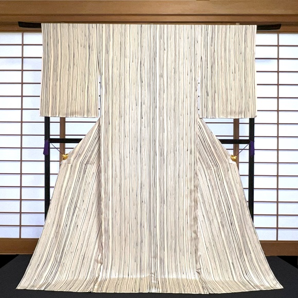 手描き縞　小紋着物