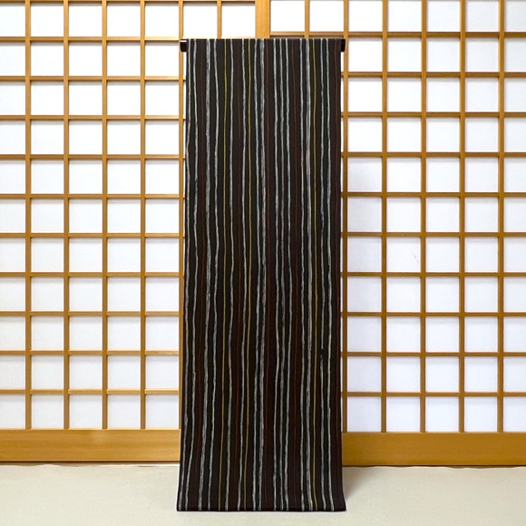 手描き蝋纈縞　小紋着尺