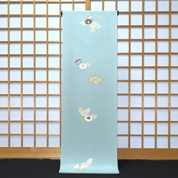 鬼しぼちりめん菊菱　小紋着尺