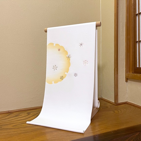 雪輪に結晶　九寸名古屋帯