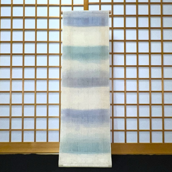 三色横段片暈し（青磁・鼠・藍）コート