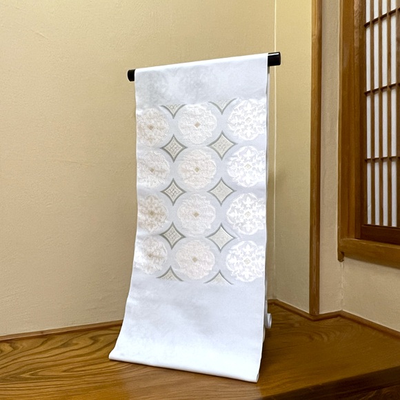 花形装飾文　九寸名古屋帯