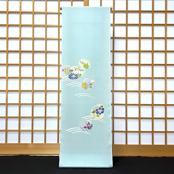 波に貝合わせ　絽ちりめん夏付下げ着尺