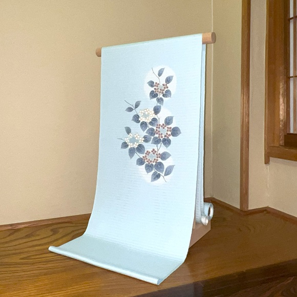 額紫陽花　絽ちりめん染名古屋帯