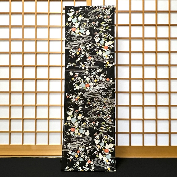 御所解文様　絽ちりめん小紋着尺