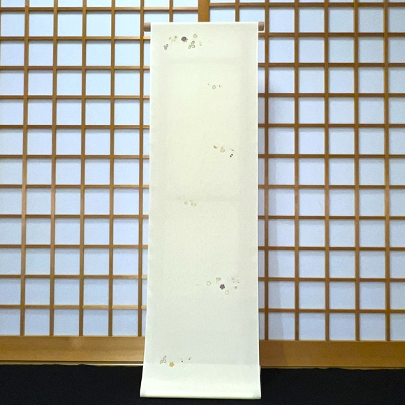 小紋 流水に花模様 縦縞 深川鼠色 金彩 K-5154 京呉服 塚本 / 流水に小花散し 絽夏小紋着尺