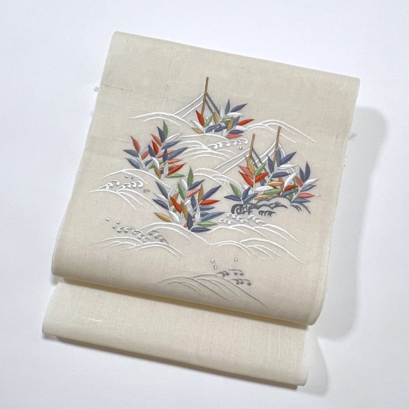 京呉服 塚本 / 波に葦 夏単衣小千谷刺繍名古屋帯