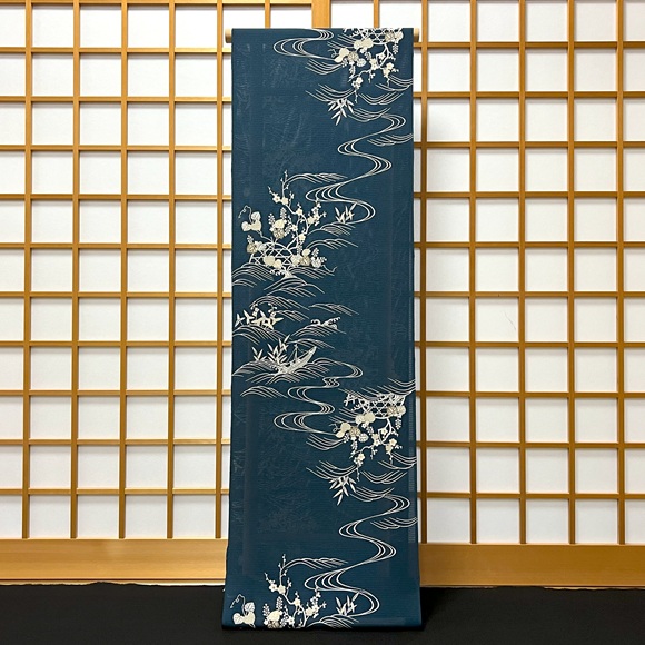 水辺文様　絽ちりめん小紋着尺
