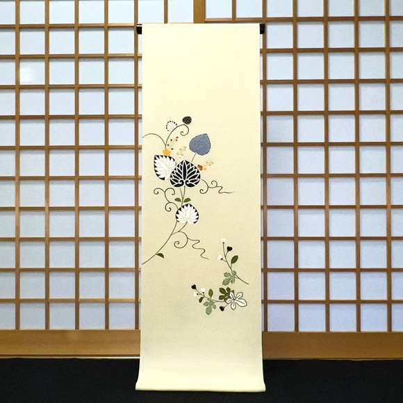 葵橘楓文様　付下げ着尺